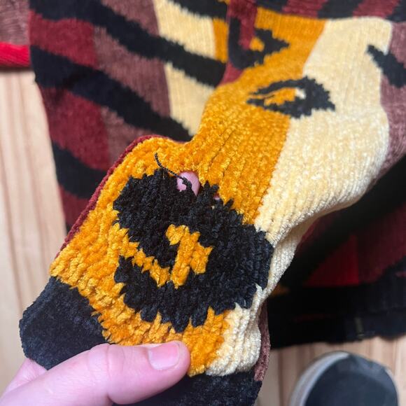 VINTAGE Y2K Tiger Stripe Knit Sweater Jacket Size Large Maximalist Striped - Picture 8 of 9